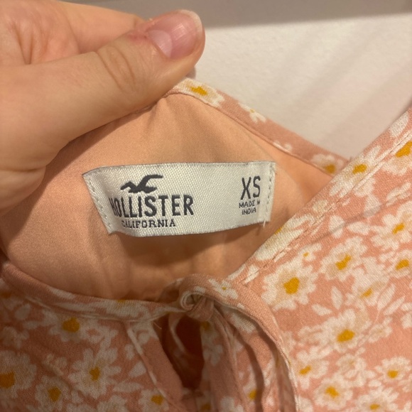Hollister Floral Tie-Front Mini Dress XS Peach Daisy Print - Picture 3 of 7